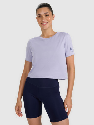 4F Koszulka treningowa crop-top szybkoschnąca damska - niebieska