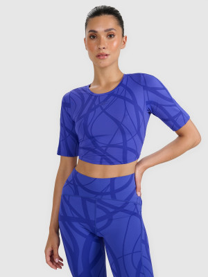 4F Crop-top treningowy szybkoschnący damski - niebieski