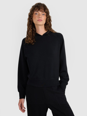 4F Bluza dresowa nierozpinana z modalem damska - czarna