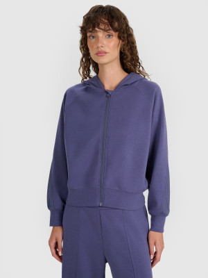 4F Bluza dresowa rozpinana z modalem damska - granatowa