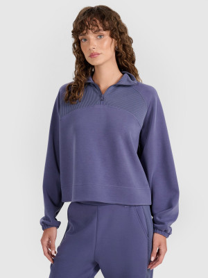 4F Bluza dresowa nierozpinana z modalem damska - granatowa