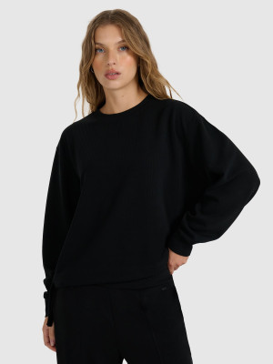 4F Bluza dresowa nierozpinana z modalem damska - czarna