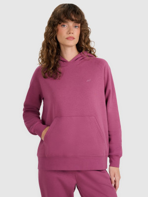 4F Bluza dresowa regular z kapturem damska - fioletowa