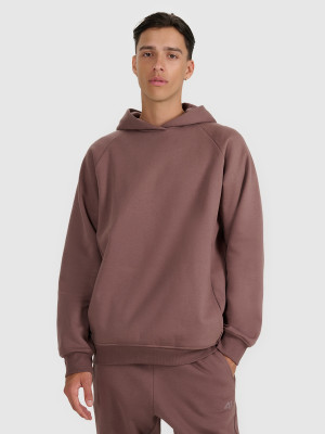 4F Bluza dresowa nierozpinana z kapturem męska - brązowa