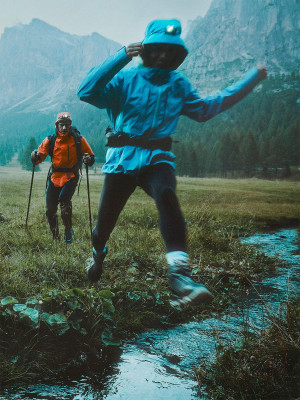 4F Kurtka trekkingowa przeciwdeszczowa membrana 20000+ damska - niebieska