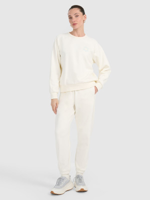 4F Pantaloni jogger de trening pentru femei - albi