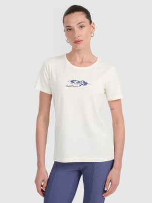4F T-shirt regular z nadrukiem damski - biały