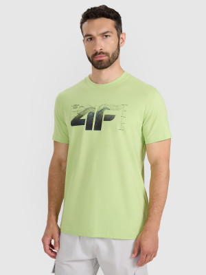 4F T-shirt regular z nadrukiem męski - zielony