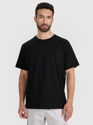 4F T-shirt oversize gładki męski - czarny