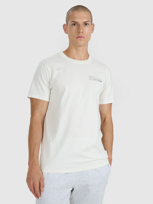 4F T-shirt regular z nadrukiem męski - biały