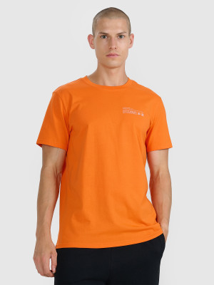4F T-shirt regular z nadrukiem męski - pomarańczowy