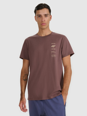 4F Tricou regular cu imprimeu pentru bărbați - maro