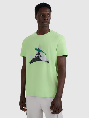 4F T-shirt regular z nadrukiem męski - zielony