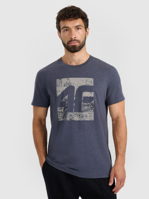 4F T-shirt regular z nadrukiem męski - szary