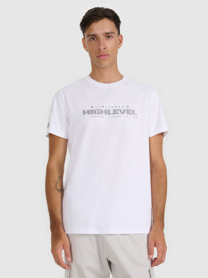 4F T-shirt regular z nadrukiem męski - biały