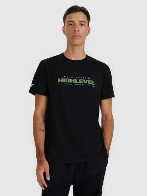 4F T-shirt regular z nadrukiem męski - czarny