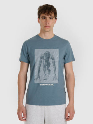 4F T-shirt regular z nadrukiem męski - granatowy