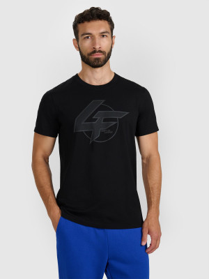 4F T-shirt regular z nadrukiem męski - czarny