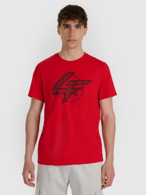 4F T-shirt regular z nadrukiem męski - czerwony