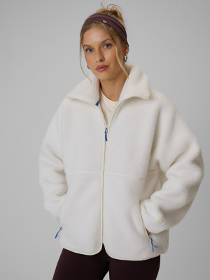 4F Polar sherpa loose ze stójką damski - biały