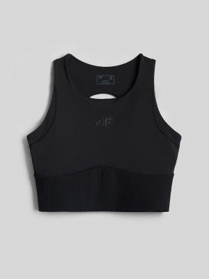 4F Crop top do jogi szybkoschnący damski - czarny