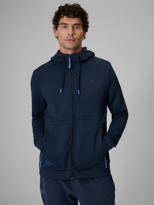 4F Bluza treningowa regular ze strukturalnej dzianiny męska - granatowa