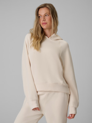 4F Bluza dresowa regular z modalem damska - kremowa