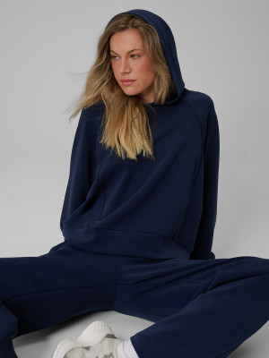 4F Bluza dresowa regular z modalem damska - granatowa