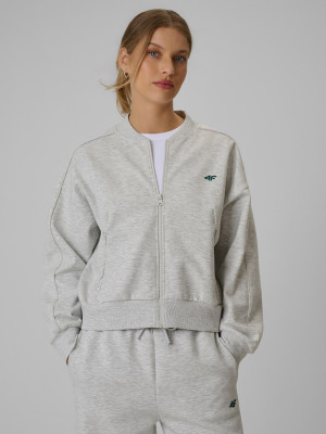 4F Bluza dresowa loose bez kaptura damska - szara