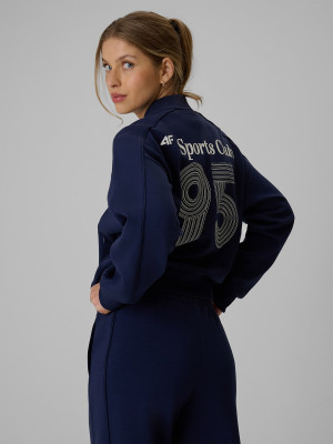 4F Bluza dresowa loose bez kaptura damska - granatowa
