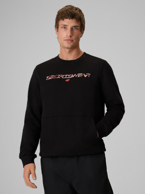 4F Bluza dresowa regular bez kaptura męska - czarna