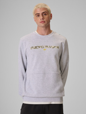 4F Bluza dresowa regular bez kaptura męska - szara