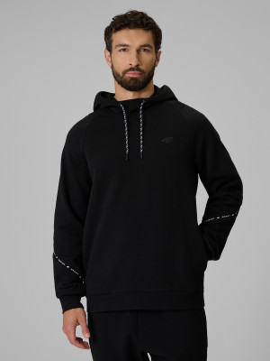 4F Bluza dresowa regular z kapturem męska - czarna