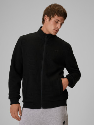 4F Bluza ze strukturalnej dzianiny bez kaptura męska - czarna