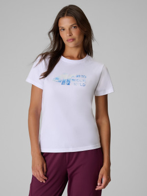 4F T-shirt regular z nadrukiem damski - biały