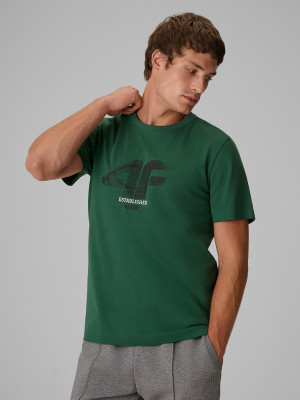 4F T-shirt regular z nadrukiem męski - zielony