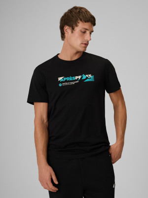 4F T-shirt regular z nadrukiem męski - czarny