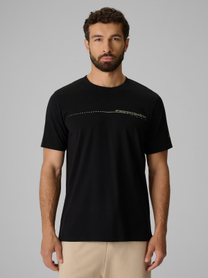 4F T-shirt regular z nadrukiem męski - czarny