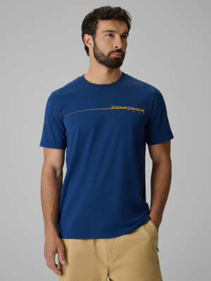 4F T-shirt regular z nadrukiem męski - granatowy