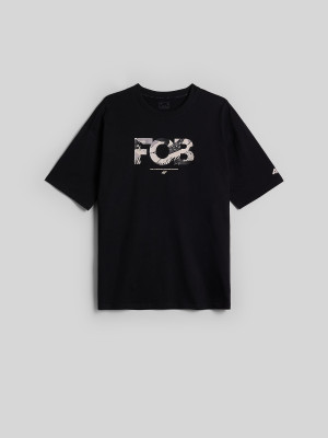 4F T-shirt loose z nadrukiem męski - czarny