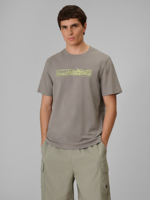 4F T-shirt regular z nadrukiem męski - szary