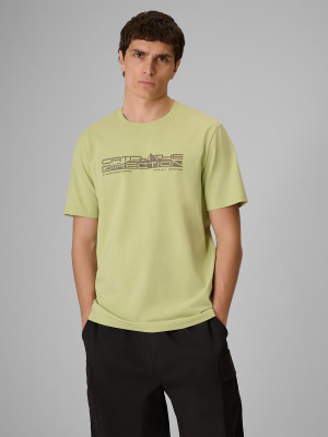 4F T-shirt regular z nadrukiem męski - zielony