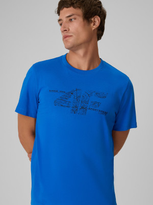 4F T-shirt regular z nadrukiem męski - niebieski