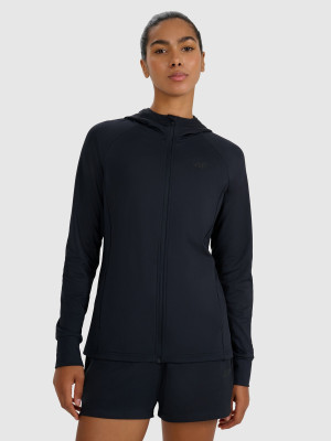 4F Bluza treningowa slim z kapturem damska - czarna