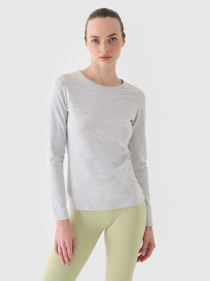 4F Longsleeve slim gładki damski - szary