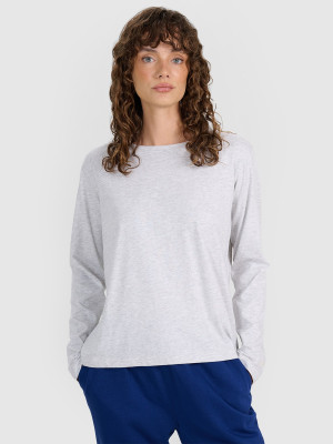 4F Longsleeve oversize gładki damski - szary