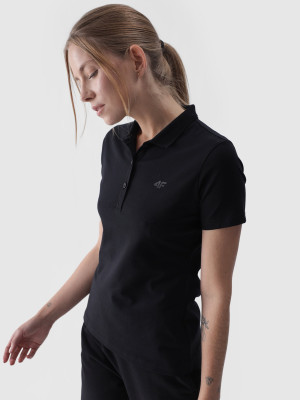 4F Koszulka polo slim damska - czarna