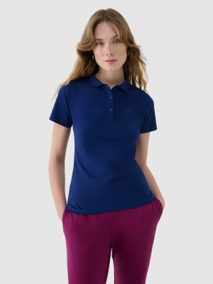 4F Koszulka polo slim damska - granatowa