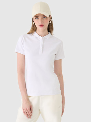 4F Koszulka polo slim damska - biała