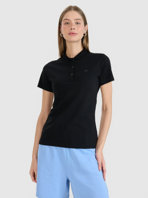 4F Koszulka polo slim damska - czarna